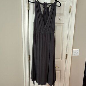 Free People Pom-Pom Trim Halter Maxi Dress - Flowy & Feminine (Size M)